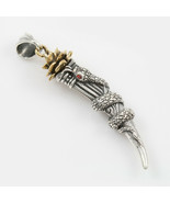 Wisdom Snake Kundalini Serpent Golden Lotus Flower, Horn Amulet Kundalin... - $287.10