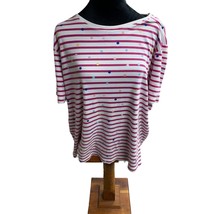 Kim Rogers Perfectly Soft Top Striped Red Polka Dot Short Sleeve Plus Si... - $14.86