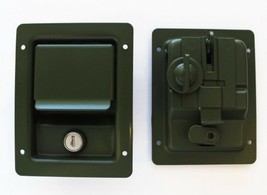2 Dual LockIng INTERIOR / EXTERIOR X-door latches GREEN handles fits Hum... - £157.03 GBP