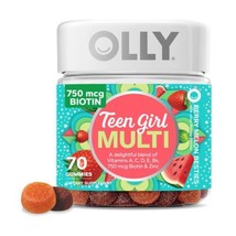 OLLY Teen Girl Multivitamin Gummies, Biotin, Antioxidants with Vitamin A, C &amp; E, - £15.17 GBP