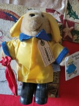 RARE 11&quot; PADDINGTON BEAR EDEN TOYS TAG YELLOW COAT RED UMBRELLA BLACK BOOTS - £100.95 GBP