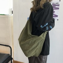 Large Canvas Bag, Trendy Crossbody Shoulder Bag, College Tote Bag With Zipper - £28.18 GBP