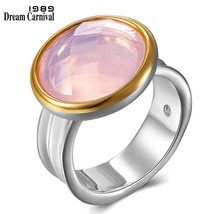 DreamCarnival 1989 Top Quality Brand Women Two Tone Color Rings Cushion Cut Pink - £18.53 GBP