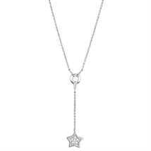 3W426 - Rhodium Brass Necklace with AAA Grade CZ  in Clear - $486.91 MXN