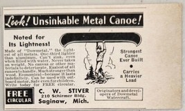 1941 Print Ad Stiver Unsinkable Metal Canoes Made in Saginaw,Michigan - $7.99