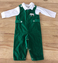 Vintage Baby Togs One Piece Jumper Boy 12 Mo Kelly Green Velvet Elephant Holiday - £21.46 GBP