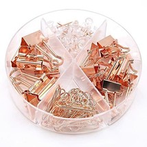 Rose Gold Stationery Essentials Office-Home-Push Pins-Paper Clips-Holder(72 Pcs) - £18.76 GBP