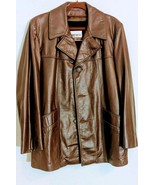 Vintage Cresco Leather Removable faux fur Lined Men 40R Brown Jacket Coa... - $113.85