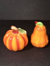Pumpkin &amp; Gourd Ceramic Salt &amp; Pepper Shakers Autumn Harvest Halloween D... - $13.87