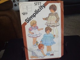 Simplicity 5777 Toddler&#39;s Dress, Pinafore &amp; Panties Pattern - Size 2 Che... - $10.88