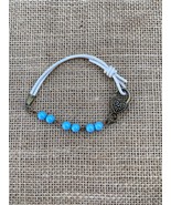 “The Caribbean” Turquoise Beads /White Leather Bracelet/Earrings On Sale - £22.02 GBP