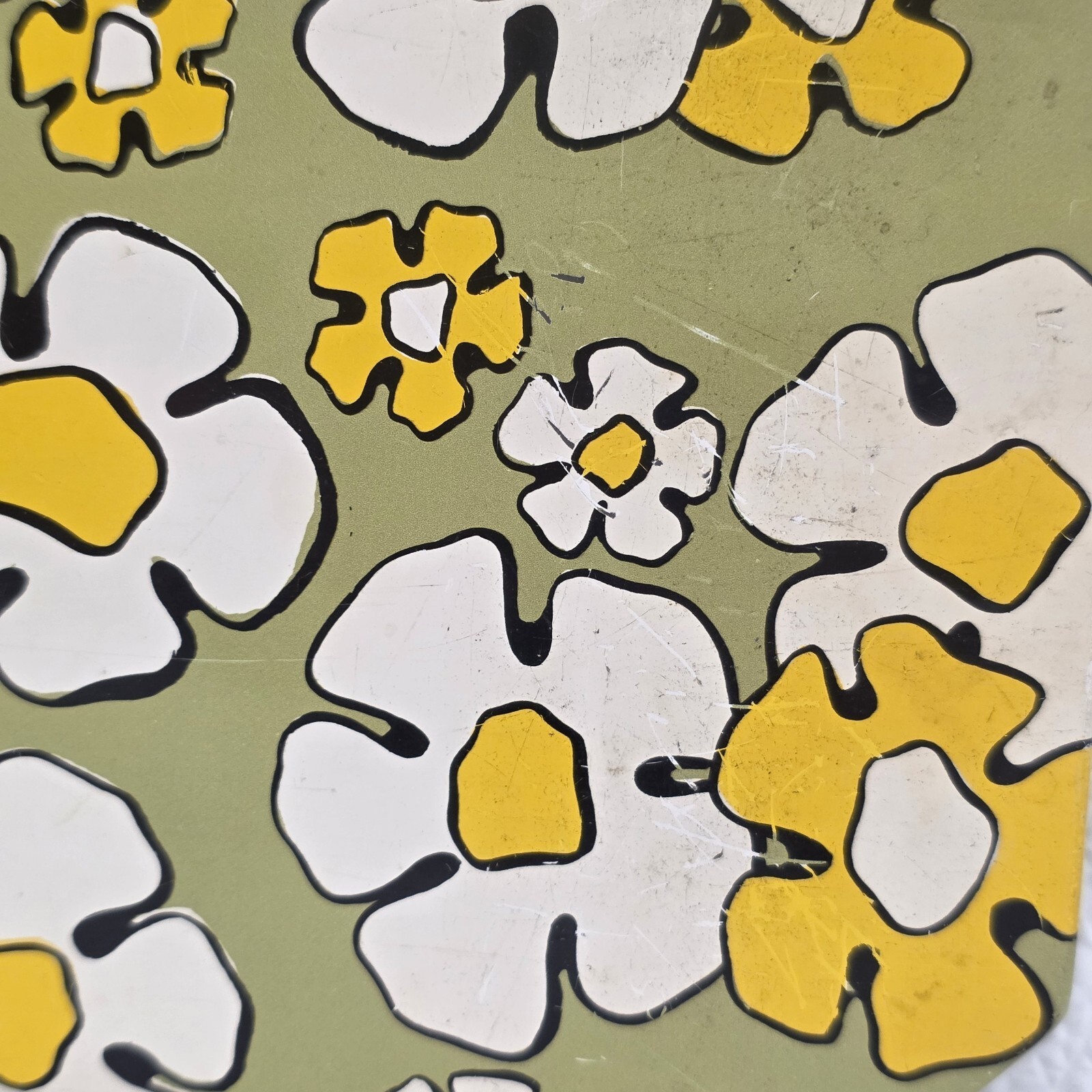 2 Pro-Tex Green White Yellow Flower Power Trivets Vintage 70s Item image 7