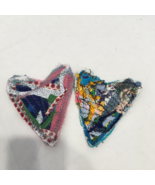 Hand crafted upcycle scrap patchwork fabric primitive country heart patches - $19.75