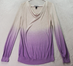 INC International Concepts Blouse Top Womens Medium Tan Purple Rayon Cowl Neck - £13.29 GBP