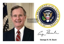 President George H.W. Bush Presidential Seal Autographed 4X6 Photograph - £6.24 GBP