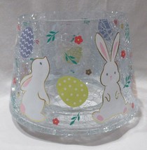 Yankee Candle Jar Shade J/S Clear Crackle Glass Spring Easter BUNNIES pastel egg - $42.82