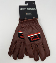 Harley-Davidson Motorcycle Hampton Full-Finger Brown Leather Gloves Men&#39;s Size L - £44.35 GBP