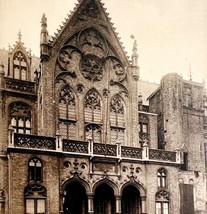 School Gothic Architecture Bruges Belgium Gravure 1910s Postcard Sepia P... - $19.99