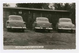 Commando Lake Motel Real Photo Postcard Cochrane Ontario 1950&#39;s Cars - £22.15 GBP