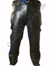 HANDMADE LEATHER LEDER AMERICAN BREECHES PADDED BIKERS TROUSER PANTS W/3... - €73,80 EUR