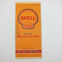 Vintage 1940s SHELL Gas &amp; Oil Folding Road Map Washington With Mileage C... - $19.99