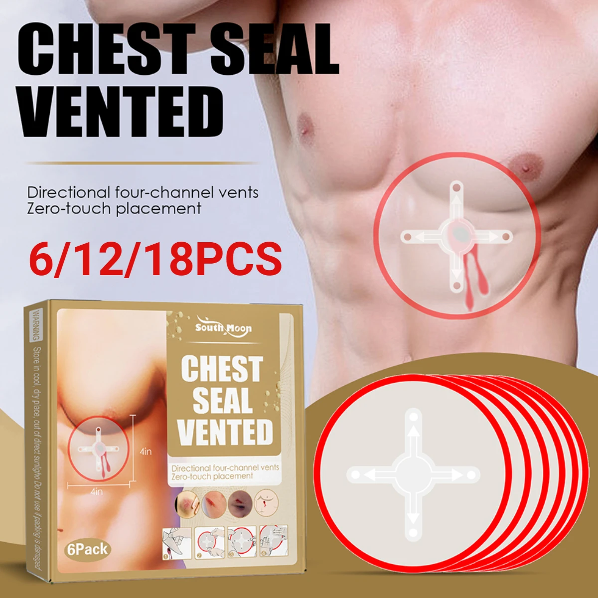 18PCS Safety Survival Emergency Trauma Sticker Chest Seal Medical Chest ... - £10.11 GBP+