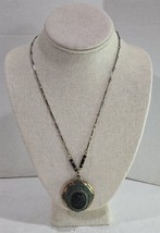 Vintage Black Center Cameo 20 1/2&quot; Long Chain Necklace Costume Jewelry - $352.29 MXN