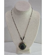 Vintage Black Center Cameo 20 1/2&quot; Long Chain Necklace Costume Jewelry - $347.76 MXN