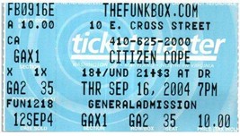 Citizen Cope Ticket Stumpf September 16 2004 Baltimore Maryland - £34.39 GBP