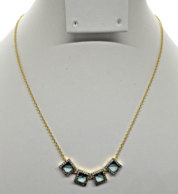 Freida Rothman 14kt Yellow Plated Over Silver Cz 4 Square Stud Necklace New - £109.50 GBP