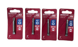 Ace 2" Dual Ended Screwdriver Bits Phillips/Slotted  #3/#10-12 Pack of 4 - £15.86 GBP