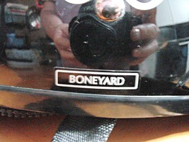 Harley Davidson Boneyard Bone Lettered Black Motorcycle 1/2 Helmet Bucke... - $49.14