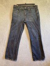 Rock &amp; Republic Neil Jeans Men Sz 36 x 32 Relaxed Straight Dark Blue Distressed - £17.08 GBP