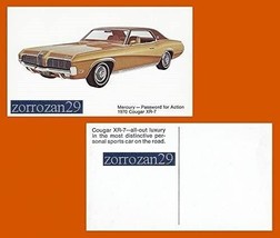 1970 MERCURY COUGAR XR-7 2-Door HARDTOP VINTAGE COLOR POSTCARD - USA - F... - £7.87 GBP