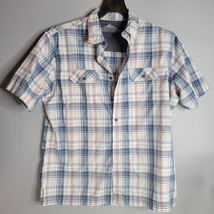 Croft &amp; Barrow Mens Shirt Large Gray Blue Red Quick Dry Short Sleeve But... - £16.75 GBP