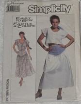 Simplicity Pattern 7954 Misses' Tops 2 Lengths & Yoke Skirt Size 10 Vintage 80's - $7.85