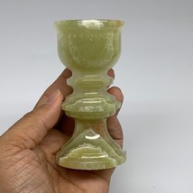 257g, 3.8&quot;x1.9&quot;, Natural Green Onyx Candle Holder Gemstone Hand Carved, ... - £31.30 GBP