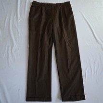 Barry Bricken 38x34 Brown Full Cut Old Money Wool Pleated Dress Pants - $49.99