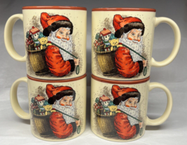 Vintage Old World Santa Potpourri Press 80s Mug Made in Japan Set of 4 - $24.75