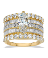 MARQUISE ROUND CZ BRIDAL GP 3 RING SET 14K GOLD STERLING SILVER 6 7 8 9 10 - £157.66 GBP