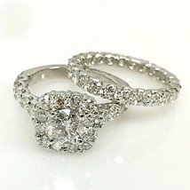3 Ct Round Lab Created Diamond Engagement Ring Wedding Band Set 14k White Gold - £299.03 GBP