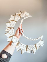 Boho Macrame moon, Large macrame wall hanging, Large Wall Decor,  Fibert... - £95.09 GBP