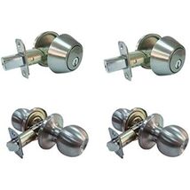 Faultless Ball Satin Stainless Steel Metal Entry Knob and Single Cylinder - $46.33