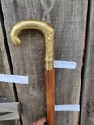 Curved Derby brass Handle Head Handmade walking stick Vintage Solid wand... - $36.99