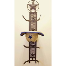 Metal Star 4 Cowboy Hat Rack Fold-Up Wall Hanging Decoration Rustic Western Styl - £65.76 GBP