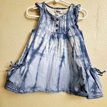 DKNY Toddler Girl Size 2T Denim Sundress Dye Flutter Sleeve Lace Boho - £10.89 GBP