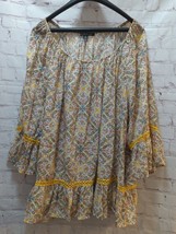 Zac &amp; Rachel Woman 3X multi color paisley 3/4 sleeve boho peasant blouse flutter - £13.23 GBP