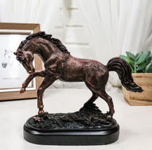 Rustic Western Country Stallion Horse Textured Bronze Resin Figurine Wit... - $35.99