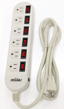 6 Outlet Surge Power Strip with 6 Lighted ON/OFF Switches ONE Switch Every Plug - £22.62 GBP