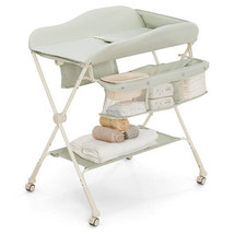 Baby Diaper Changing Table with Water Basin Wheel-Green - Color: Green - $2,814.56 MXN